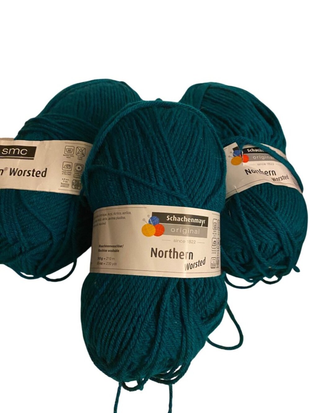 Lot of 3 Skeins SMC Northern Worsted Surf Blue Yarn Unused